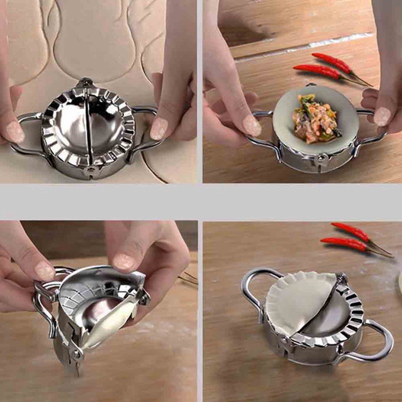 MurmerOfficial R358 SS STAINLESS CETAKAN PASTEL PANGSIT DUMPLING ALAT ROUND SILVER DIMSUM DUMPLING