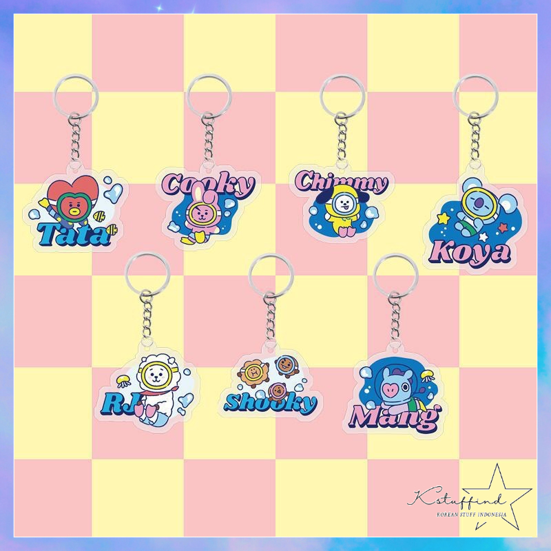 [kstuffind] BT21 Sea Series Acrylic Ganci gantungan kunci akrilik Keychain Aksesoris Liontin Lucu Kartun BTS Murah