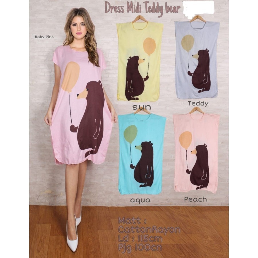DASTER MIDI BEAR/DASTER LUCU/BAJU HAMIL/BAJU TIDUR/GROSIR DASTER/MURAH - CAMPUR WARNA