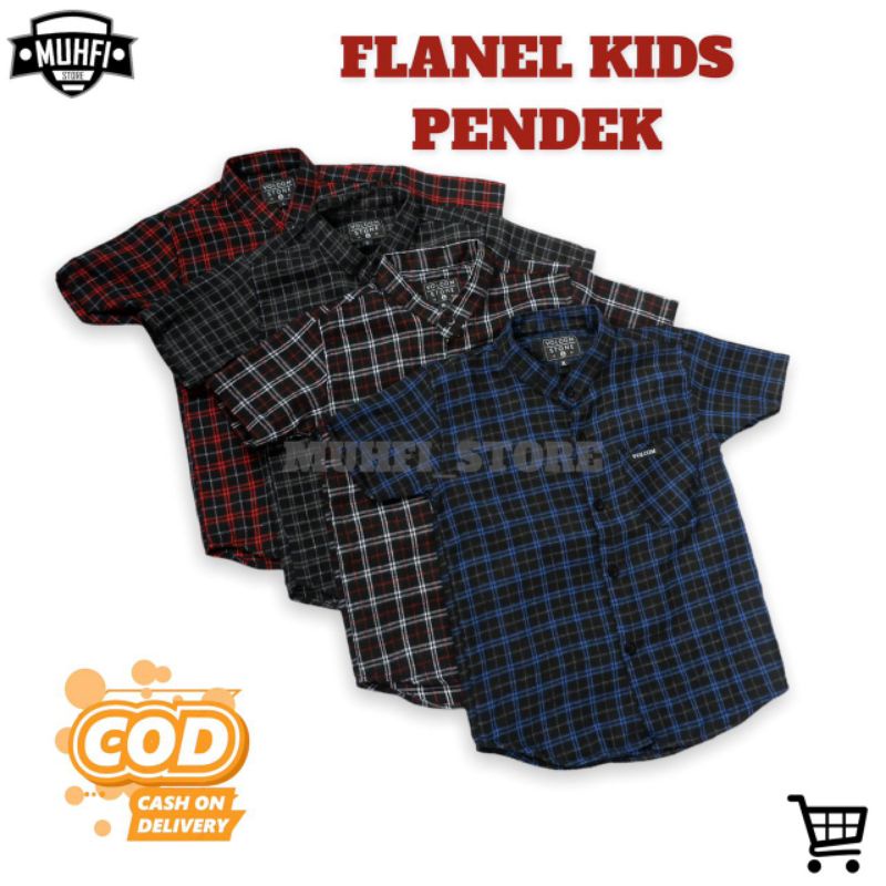 baju kemeja anak lengan pendek flanel kotak kotak cowok laki laki (usia 2-7 tahun)