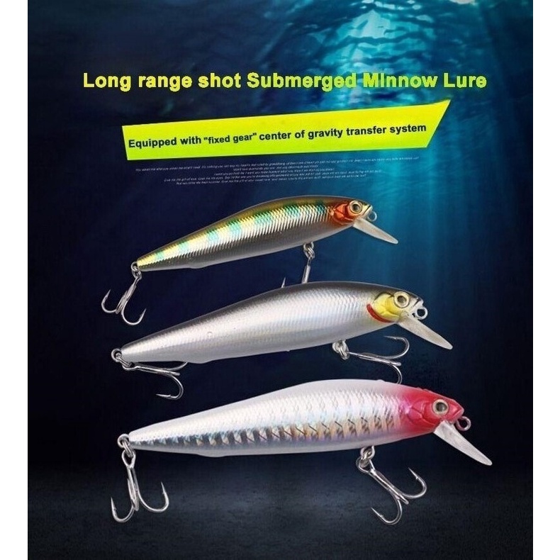 Shengyao 1pc Umpan Pancing Minnow Fishing Lure Tiruan Bentuk Ikan 10g 14g Dengan 3X Kail Treble Bait