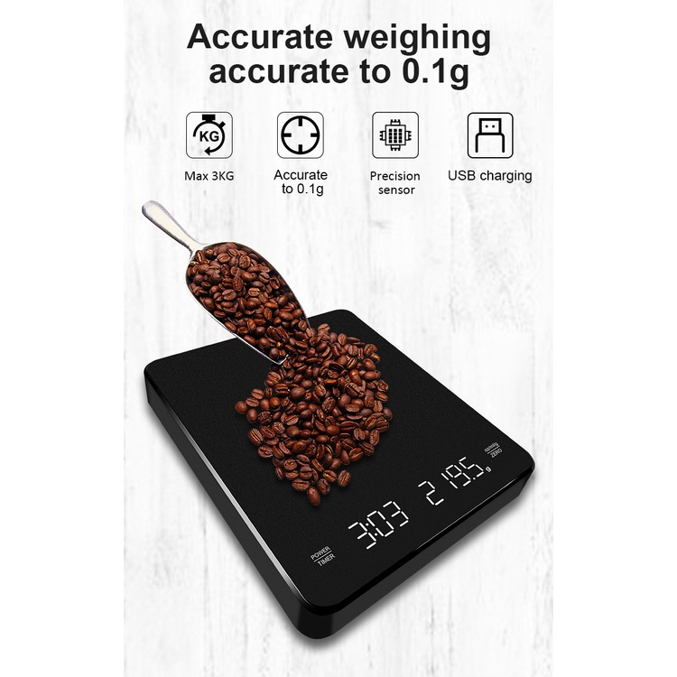 PROMO Timbangan Dapur Kopi Digital Scale Timer 3kg 0.1g - CK2150 HODIDAY 7CHZ2JBK