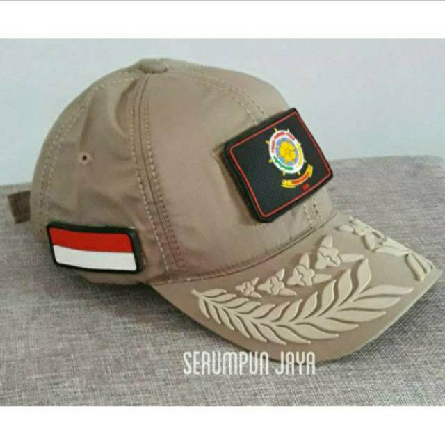 TOPI SATPOL PP PAMEN - TOPI SATPOL PP PAMEN 3 PATCH VELCRO TAN