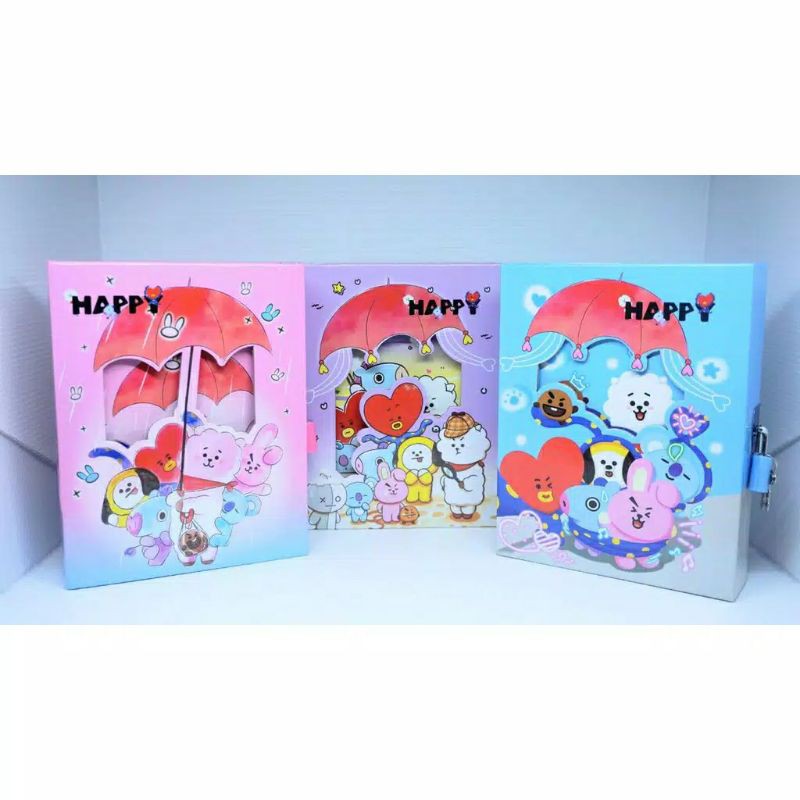 

Buku Diary BTS/BT21 Besar Note Book Dengan Kunci Gembok Tebal Army