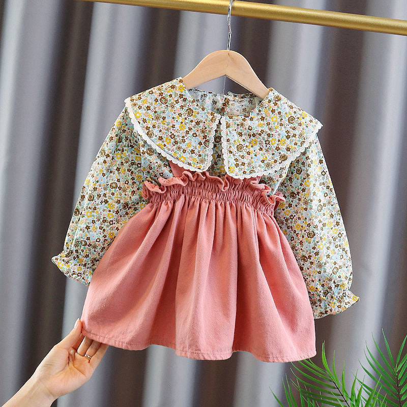 (FX) Dress anak perempuan Motif bunga Fashion Anak Impor