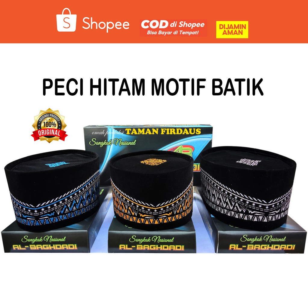 HOT DEALS PECI ANAK DAN DEWASA PECI HITAM MOTIF BATIK PECI HITAM MOTIF PECI HITAM SONGKOK HITAM