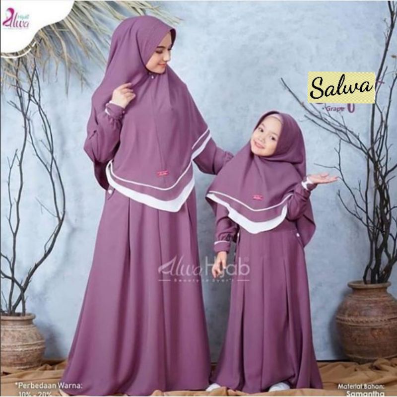 Baju Dress Gamis Syari Pasangan Bunda Ibu dan Anak Kid Kids And Mom Wanita Muslim Busui Free Hijab J