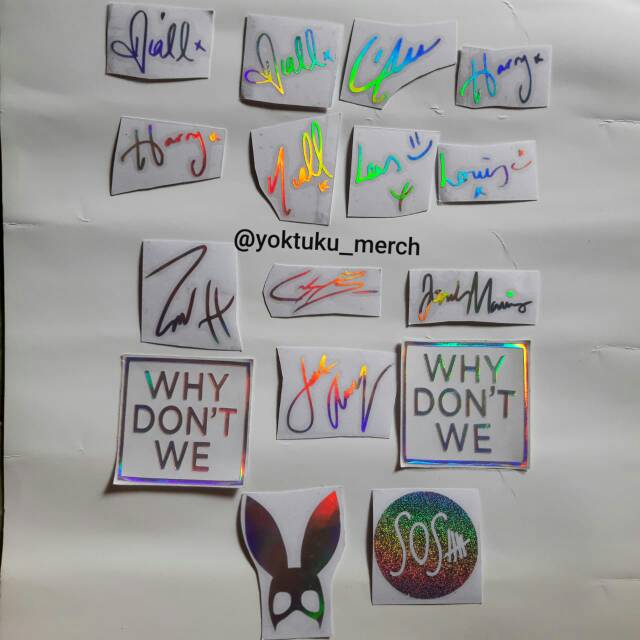 

Ready Stock Sticker Hologram 1D, WDW, 5SOS, ARIANA