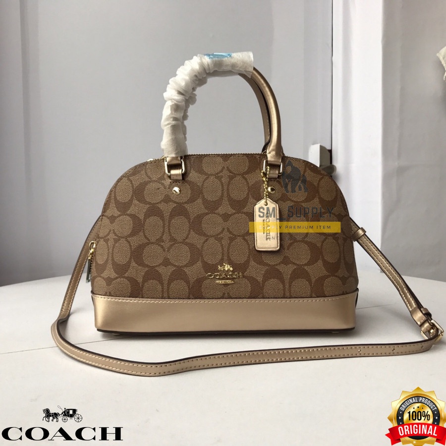 TAS COACH MINI SIERRA SATCHEL IN SIGNATURE CANVAS LIGHT GOLD 31156