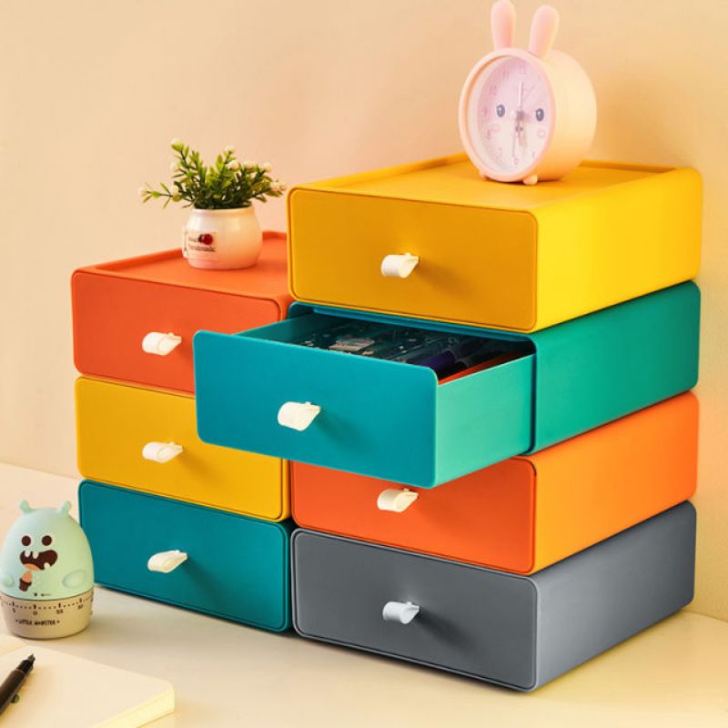 Kotak Penyimpanan Meja Desain Laci Tumpuk-Rak Makeup Storage Kotak Penyimpanan Skincare Tempat Kosme