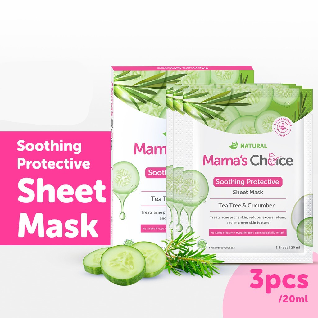 MAMA'S CHOICE Sheet Mask Soothing Protective Tea Tree&amp;Cucumber (3 pcs)