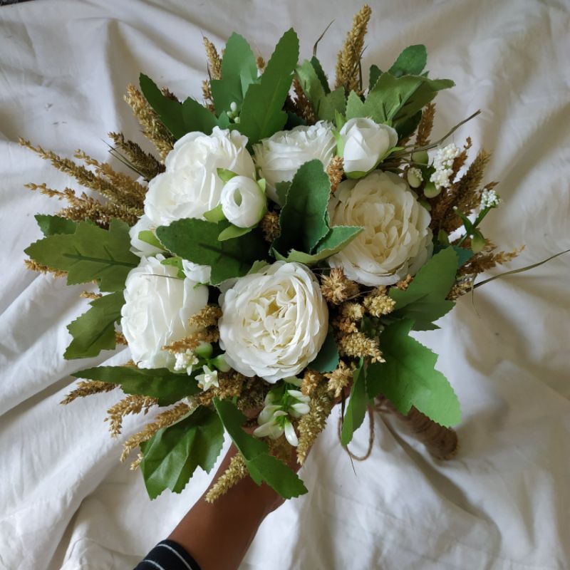 bouquet wedding rustic mix bunga artificial