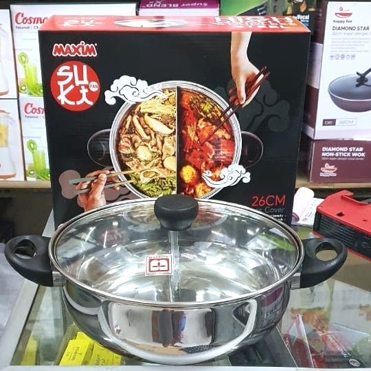 Maxim Panci Suki Pan 26cm Sekat 2 sisi Stainless Bahan Tebal