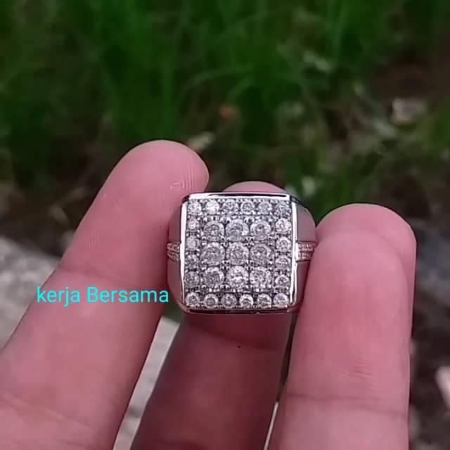 cincin perak pria berlian eropa motif elegan