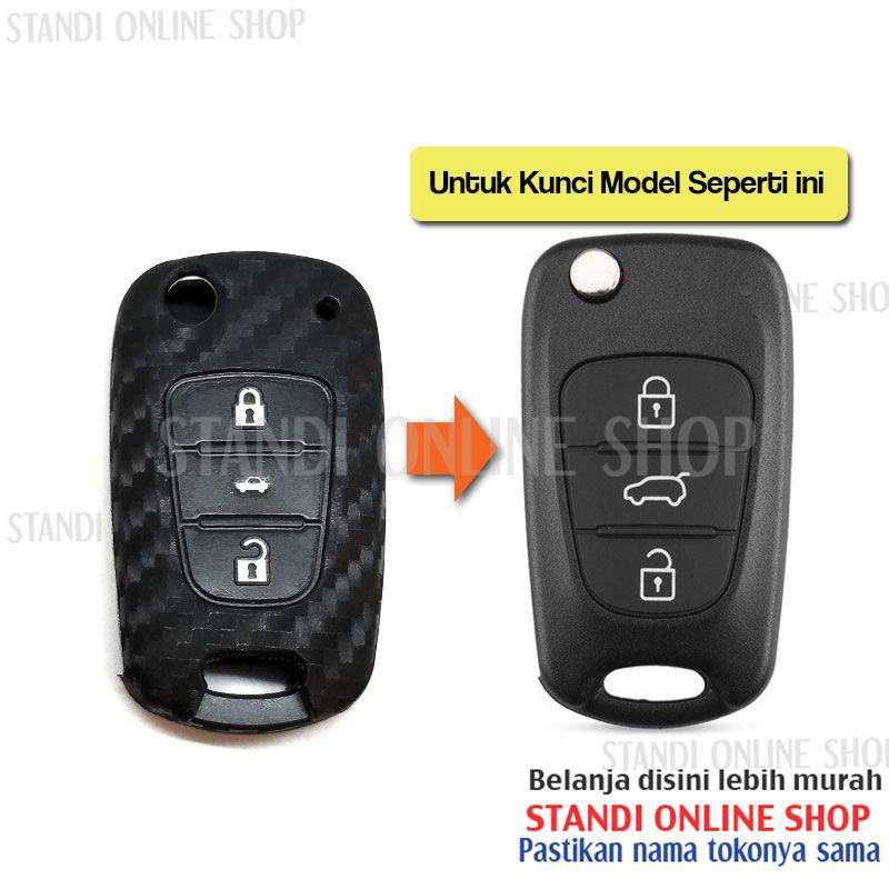 Kondom Kunci Silikon Carbon Remote Flipkey Hyundai i20