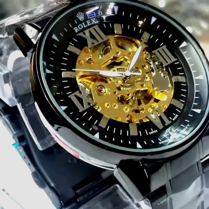 [FASHION] Jam Tangan Pria Rolex Skeleton Chain Rantai Original Automatic FE501GT