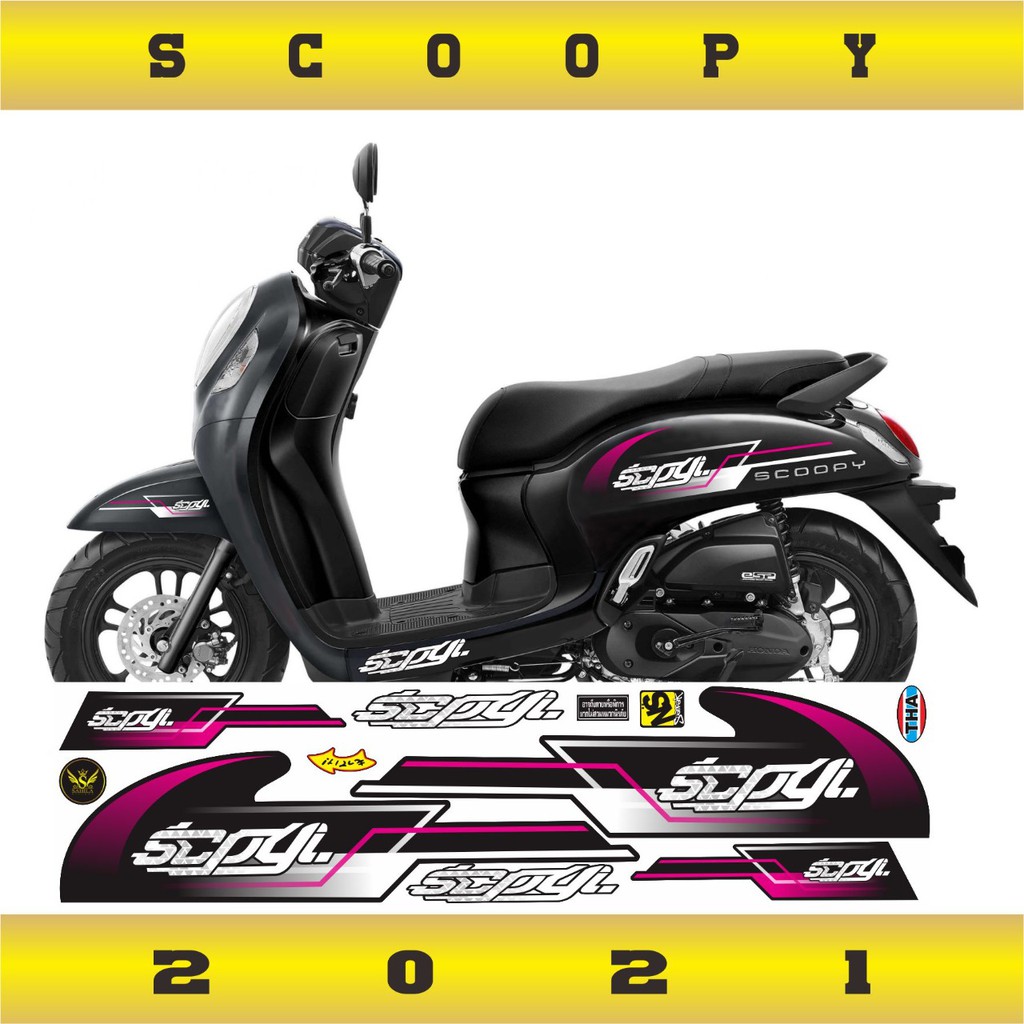 VARIASI STRIPING STICKER SCOOPY SIMPLE LIS 2021 PINK/MAGENTA #INDIGO01
