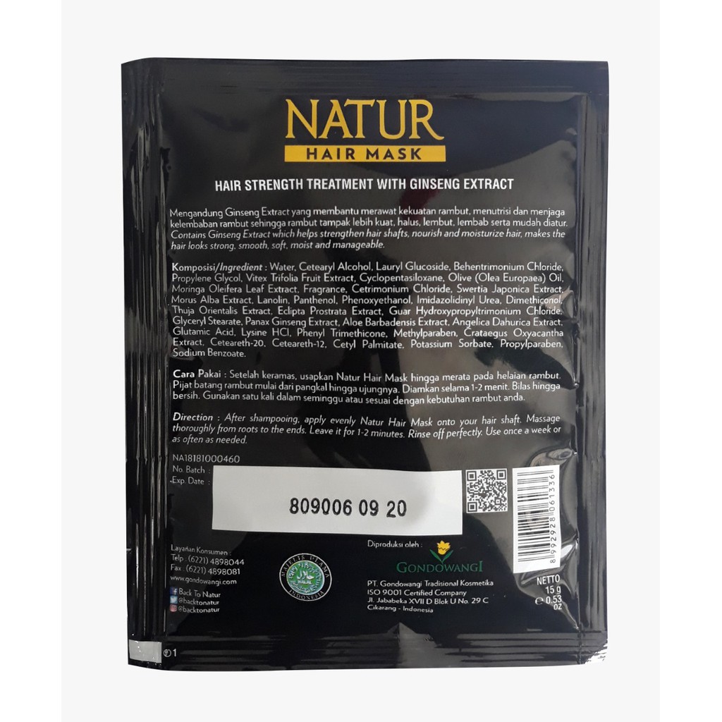 Natur Hair Mask Ginseng Shopee Indonesia