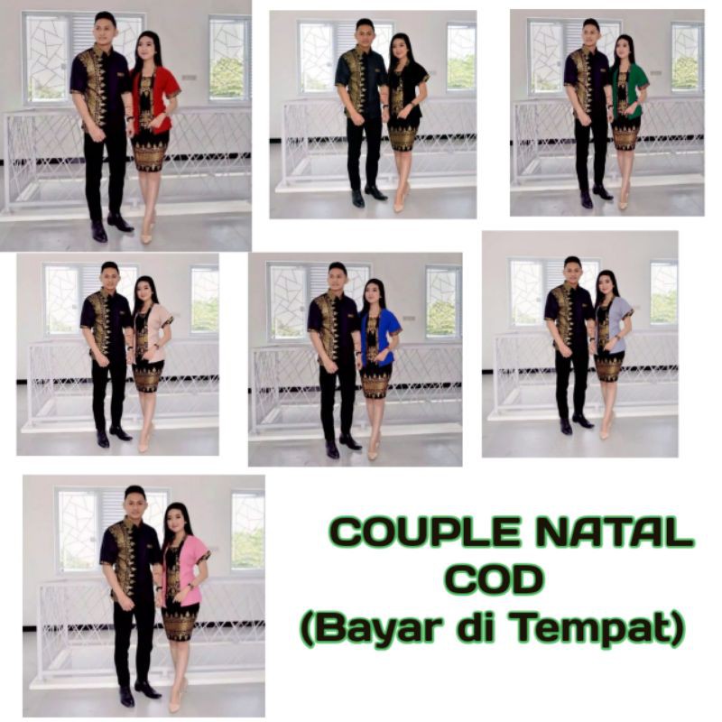 couple natal batik , baju natal pria wanita , baju couple natal modern