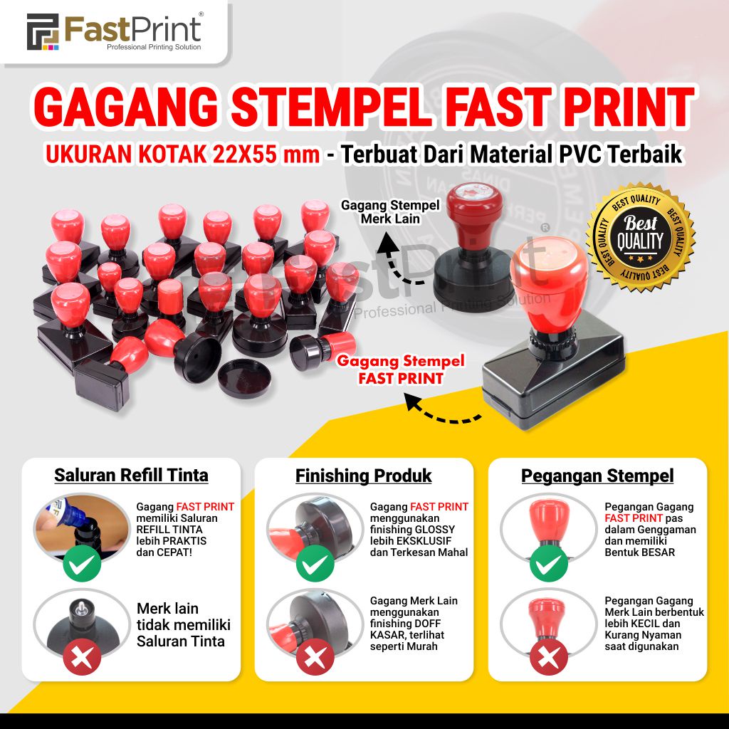 

22X55 - Gagang Stempel Flash Warna Ukuran Kotak 22x55mm