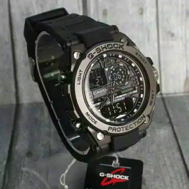 Jam Tangan Pria Kepala Besi GST-8600 Double Time Strap rubber (Dikirim Jakarta)