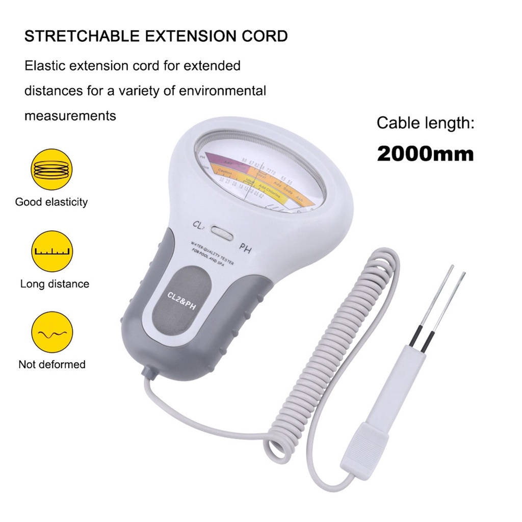 PH Chlorine Tester Kaporit CL2 Klorin Meter Air Kolam Renang Aquarium