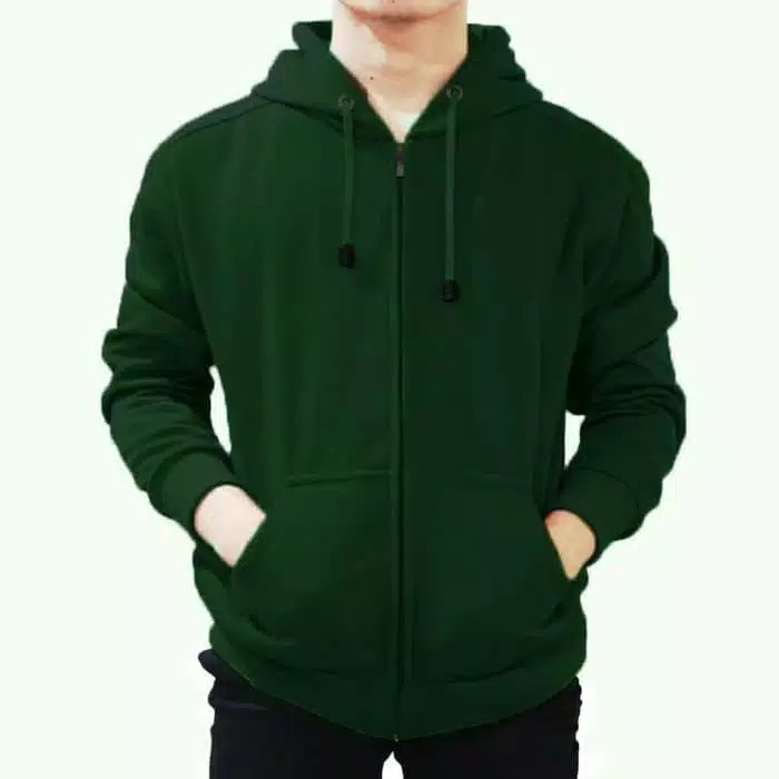 NEW Sweater Jaket Pria Hoodie zipper polos Hijau original premium