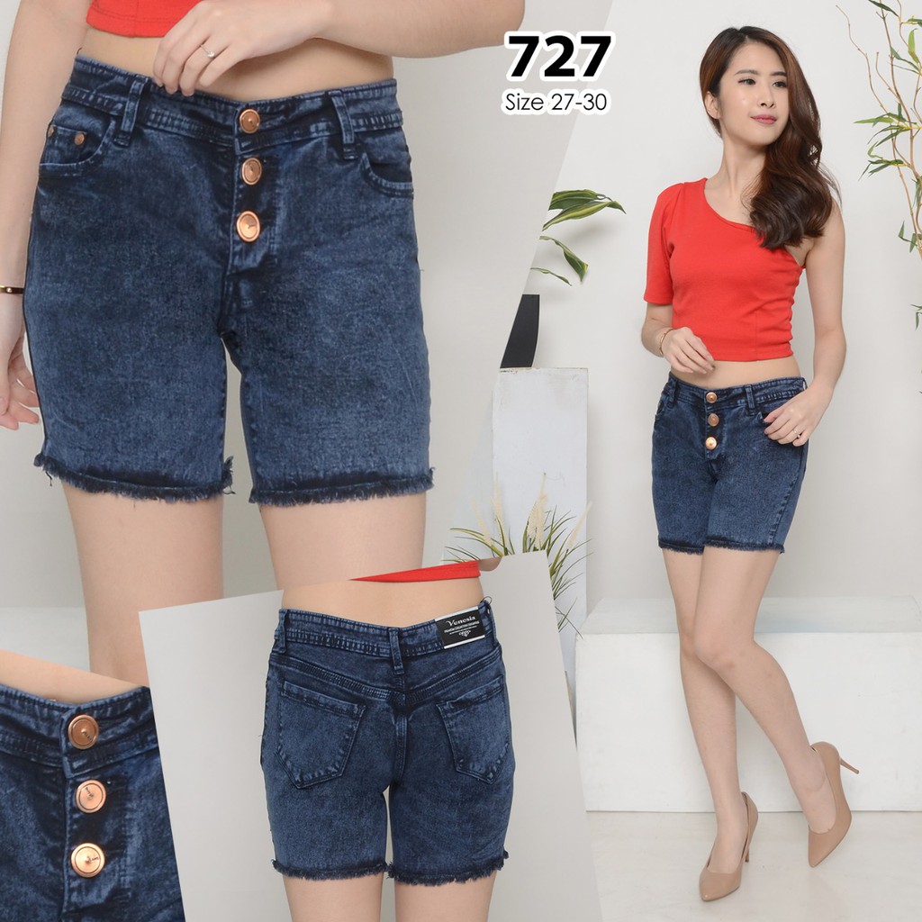 ( Bisa COD ) MC girl Hot Pant Jeans Kancing 3 Rawis Wanita / Hotpants Jeans / Celana Pendek Jeans