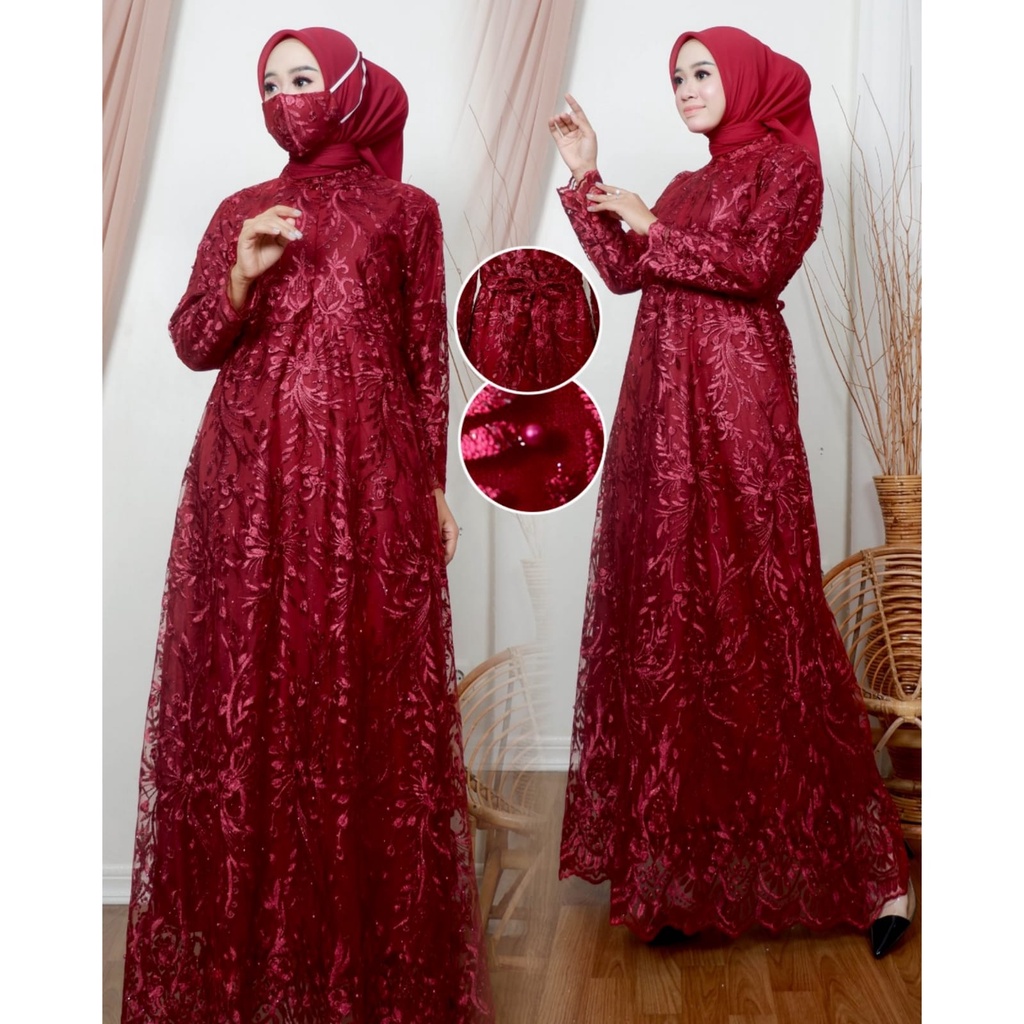 Permata Olshop / Kebaya Gamis Busui Zaya 2 / Baju Gamis Pesta Mewah / Kebaya Kondangan