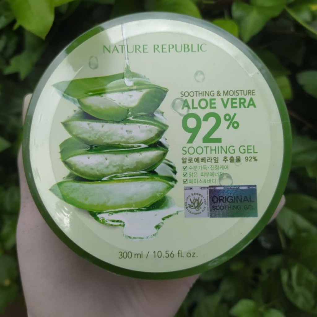 [Original 100%] Exp 2024 NATURE REPUBLIC Aloe Vera  92% Soothing Gel 300ml Jar Logo Original