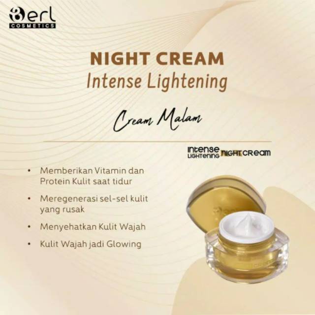 B Erl Intense Lightening Night Cream - Krim Malam - Pencerah &amp; Pemutih Wajah / penghilang komedo