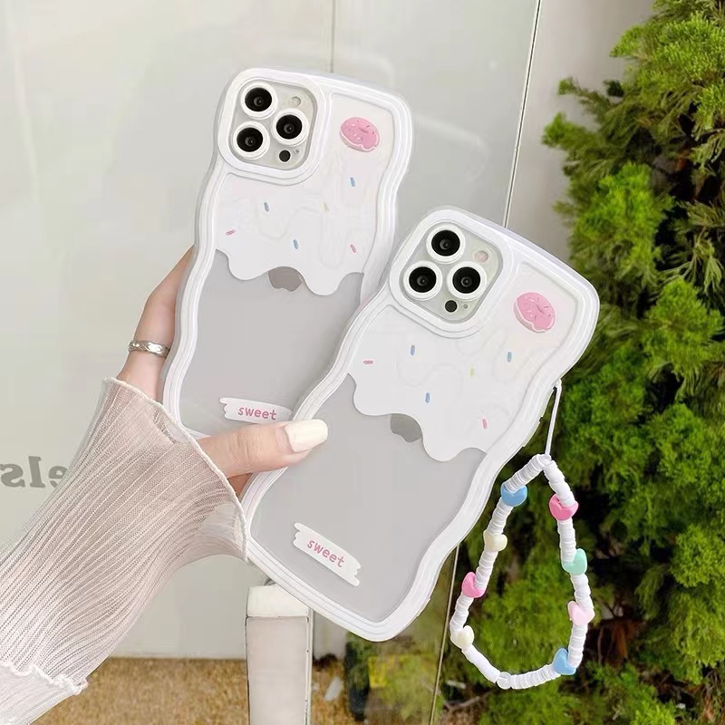 Cute and creative girl three-piece case iphone 11 12 pro max 13 pro max X/Xs XR 7plus/8plus lanyard + fun candy holder all-inclusive shockproof soft shell case