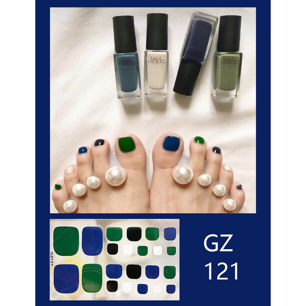 GZ098-114 3D Toe Nail Sticker DIY Nail Art Self-adhesive False Nail Sticker Waterproof Manicure