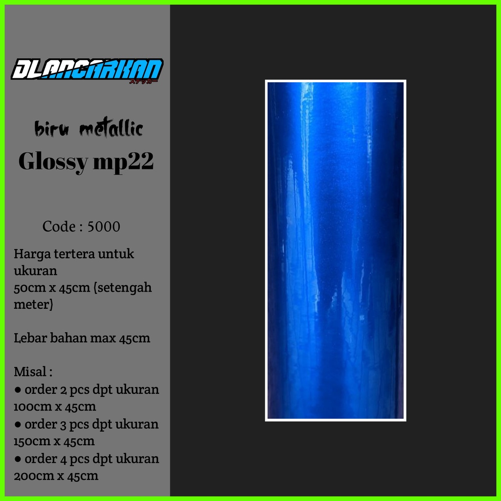 skotlet biru metallic glossy 50cm Stiker glossy candu untuk body motor mobil aquarium furniture dll lebar 45cm