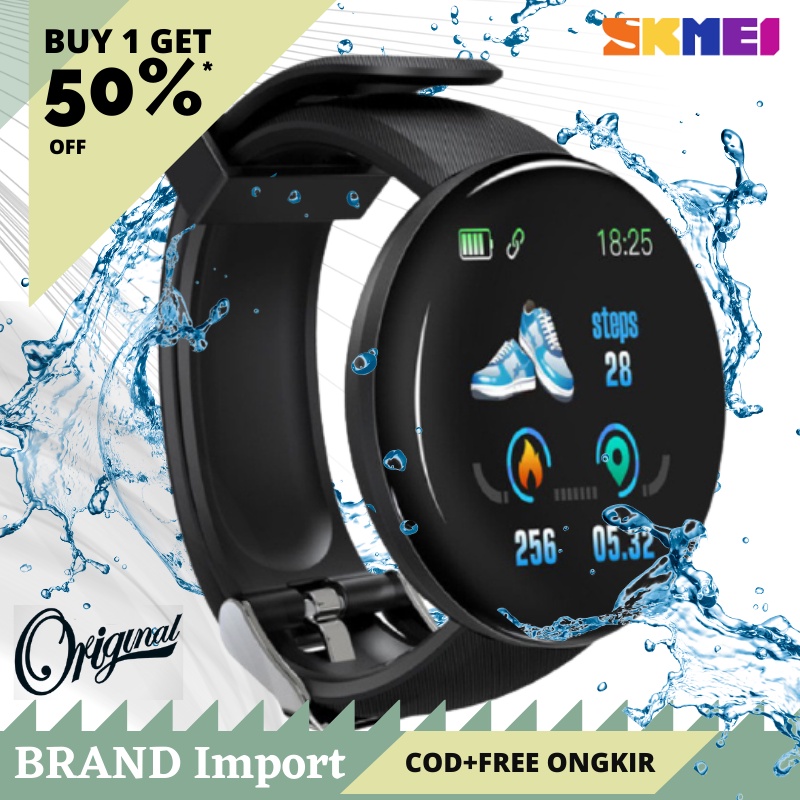 Jam Tangan Pria Wanita Digital Smartwatch Jam SKMEI D18 Import Keren Elegan S82