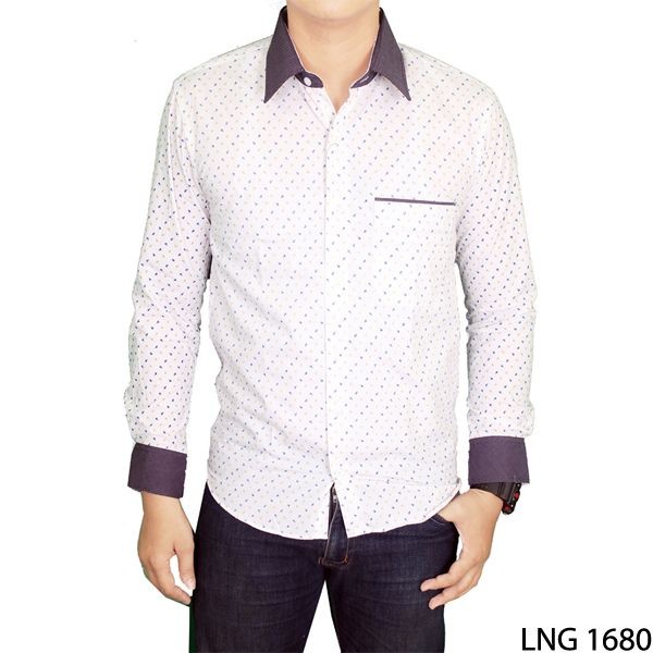 Kemeja Panjang Pria Casual Katun Putih LNG 1680