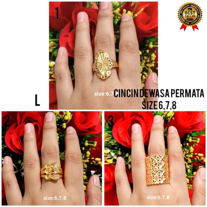 Cincin Dewasa Polos Dubai Perhiasan Wanita Gold Modern (COD)