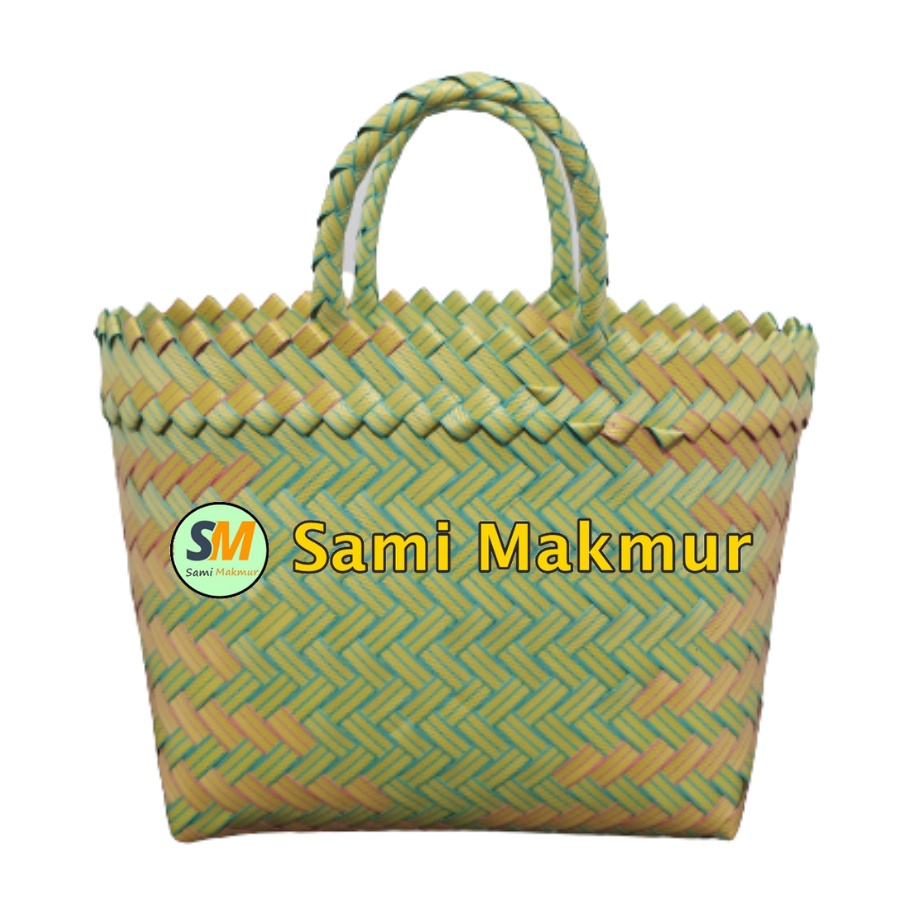 Tas Anyaman Plastik Tas Hampers Souvenir Parcel Bingkisan Hantaran Lurik Kecil Handle 1 Muat Kotak Snack Toples Roti Kue