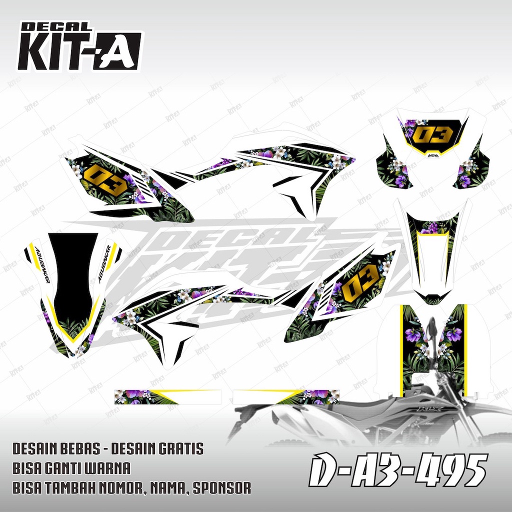 Decal Stiker Motor KLX BF MOTIF FLOWEWR ABSTRAK D-A3-495
