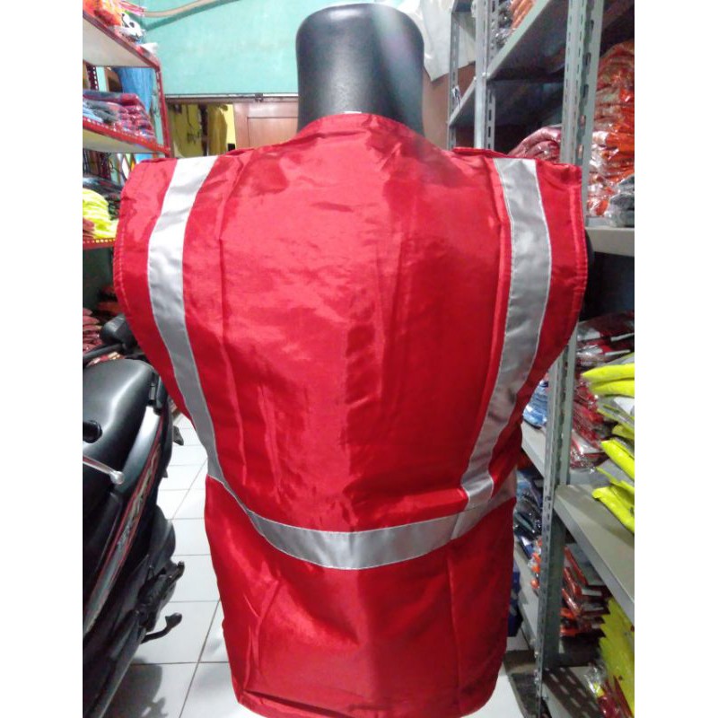 ROMPI SAFETY ALLSIZE BAHAN BUSA FREE LOGO K3 BENDERA RESLETING MERAH