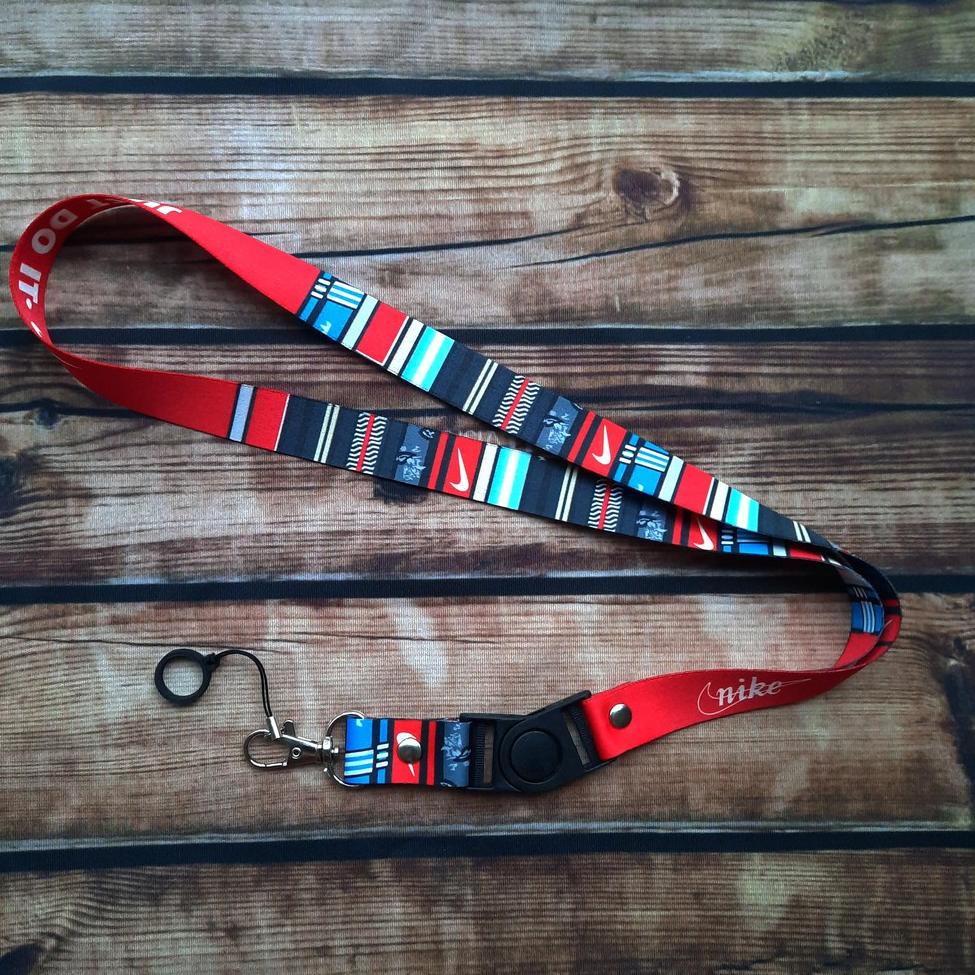 

[L-UUR ☎] Lanyard printing NIKE Gantungan ID card plus karet 13mm-bisa cod