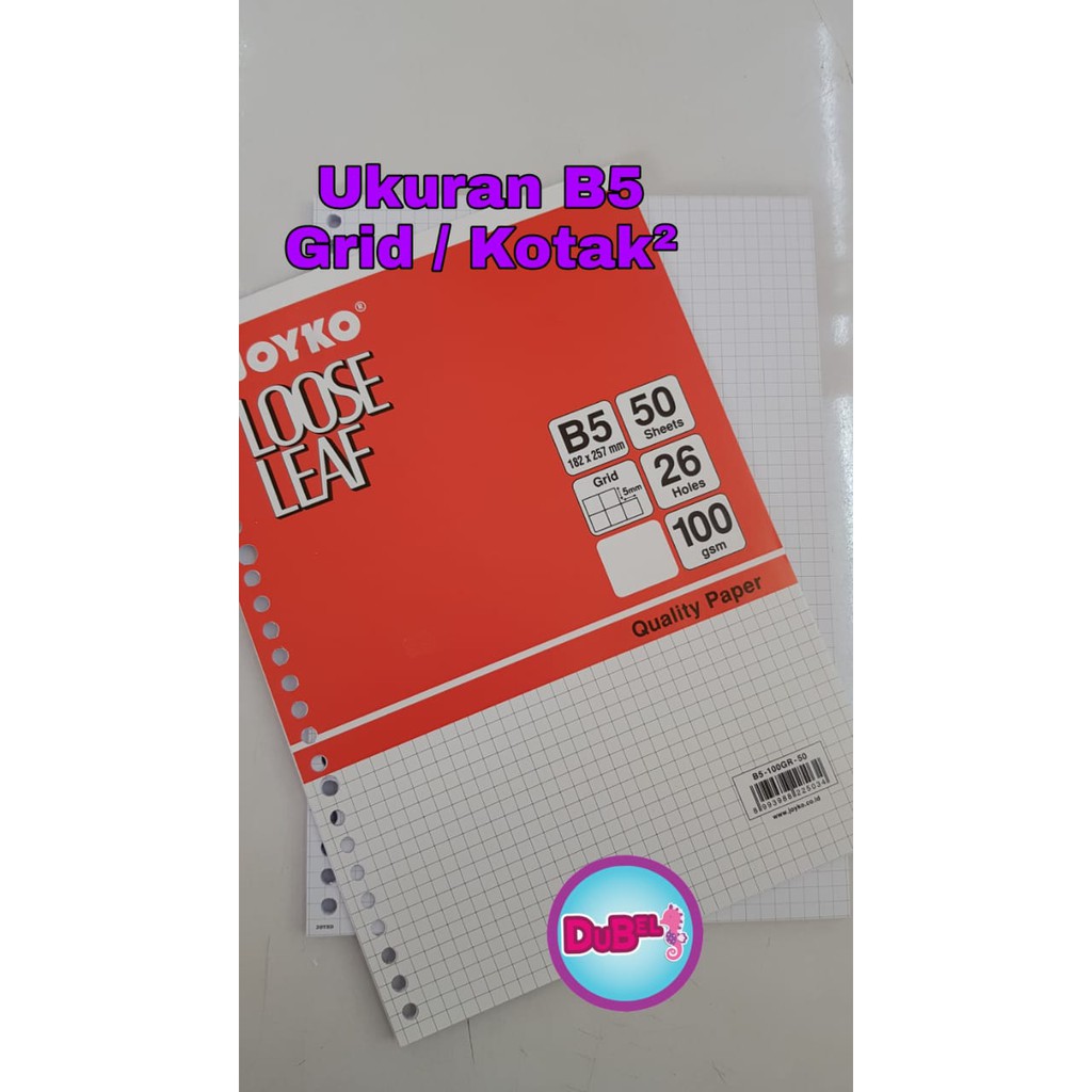 

Isi Binder / Loose Leaf B5 50 Lbr Grid / Tipe Kotak Kotak Joyko 100gsm