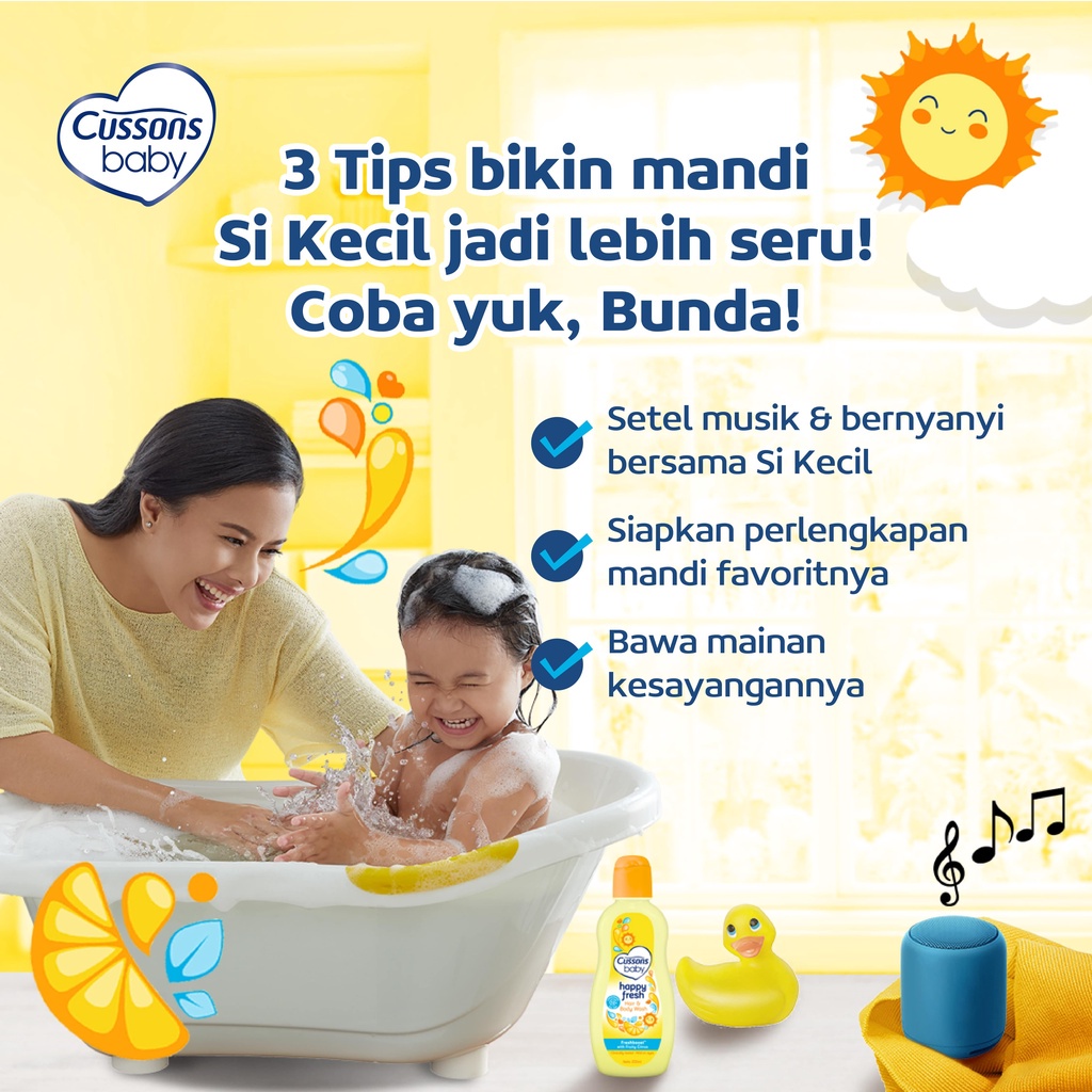 Cussons Baby Hair &amp; Body Wash Happy Fresh - Sabun Sampo Bayi 2in1 - 200ml