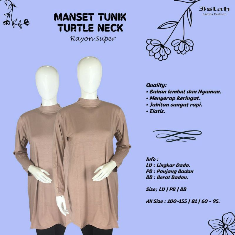 Manset Tunik Rayon Premium, Manset Tunik Basic Turtle neck