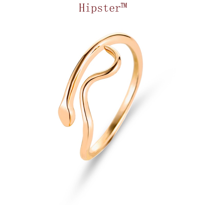 Korean Style Simple Versatile Personality Fine Snake-Shaped Wavy Adjustable Ring