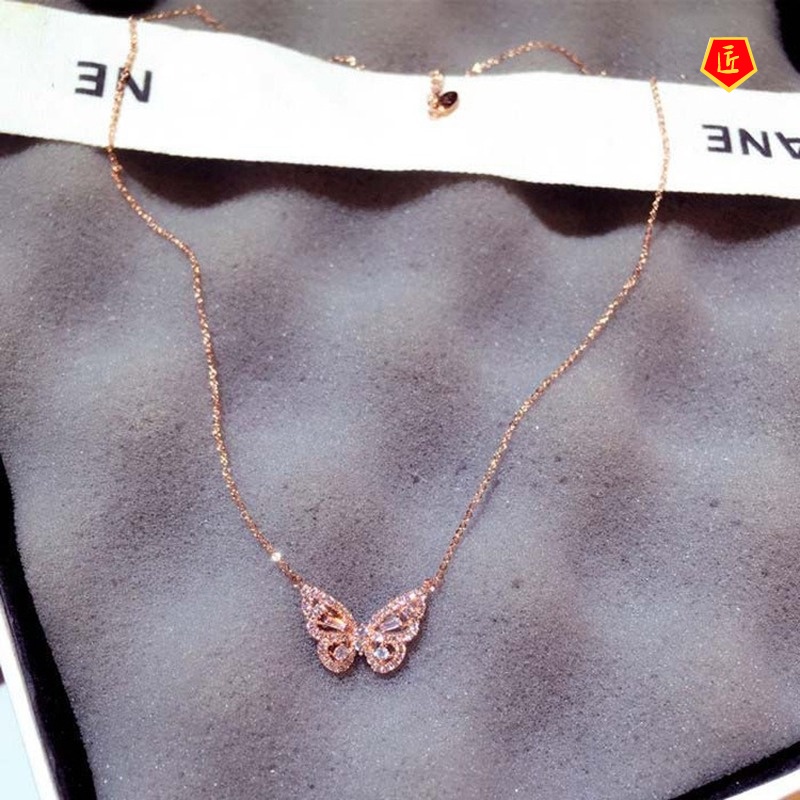 [Ready Stock]Super Fairy Niche Hollow Butterfly Pendant Female Micro Inlaid Zircon Fashion Design