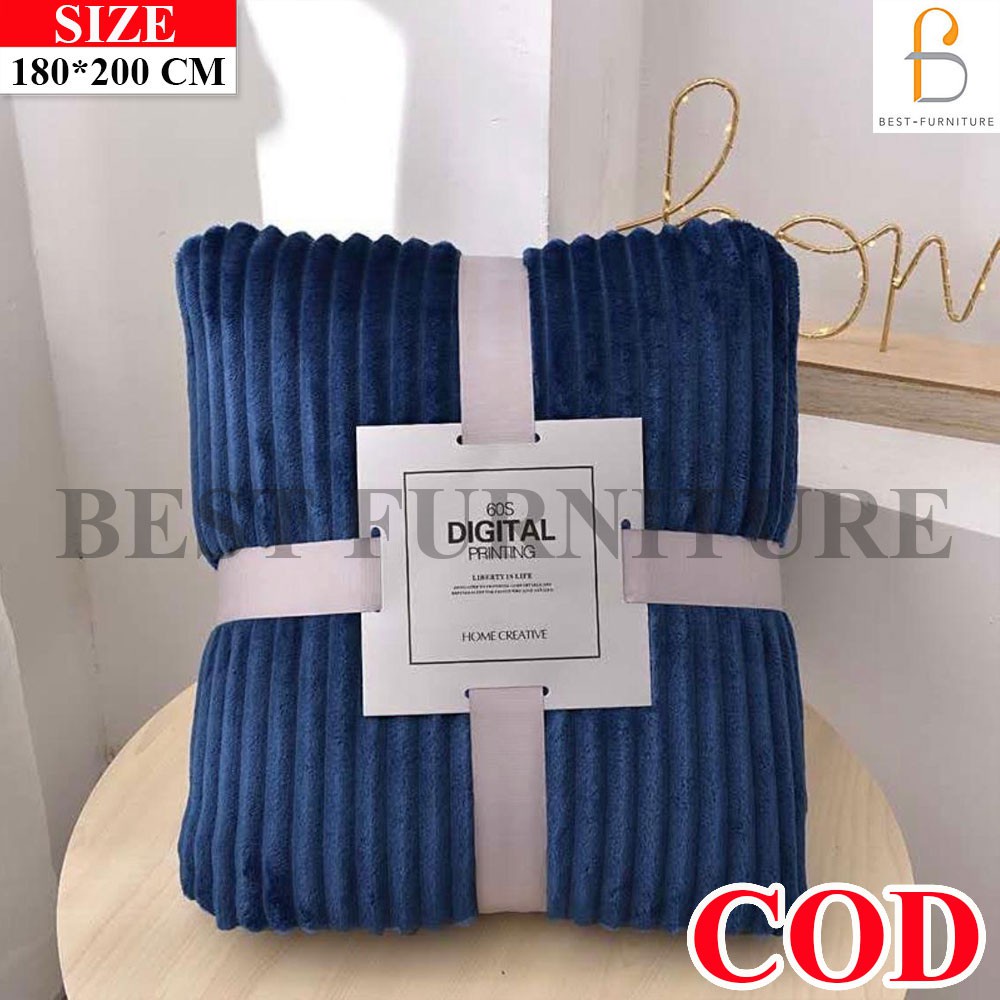 Selimut Bulu Selimut Bulu Dewasa Salur Tebal Polos Emboss 180x200CM Selimut Dewasa Awet Grosir V7T1 