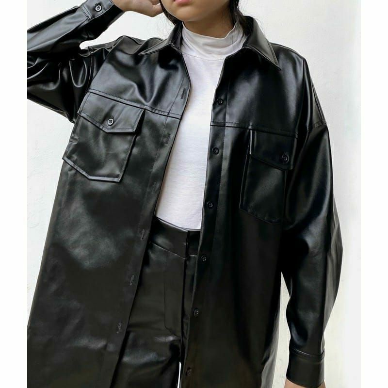 Jaket OverSize Wanita Jaket Leather Wanita Jaket Semi Kulit #MB91