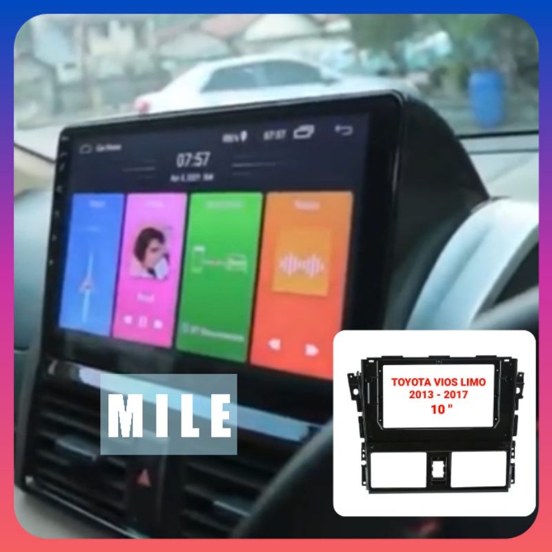 frame headunit android 10 inch toyota vios limo gen 3 2013 - 2017