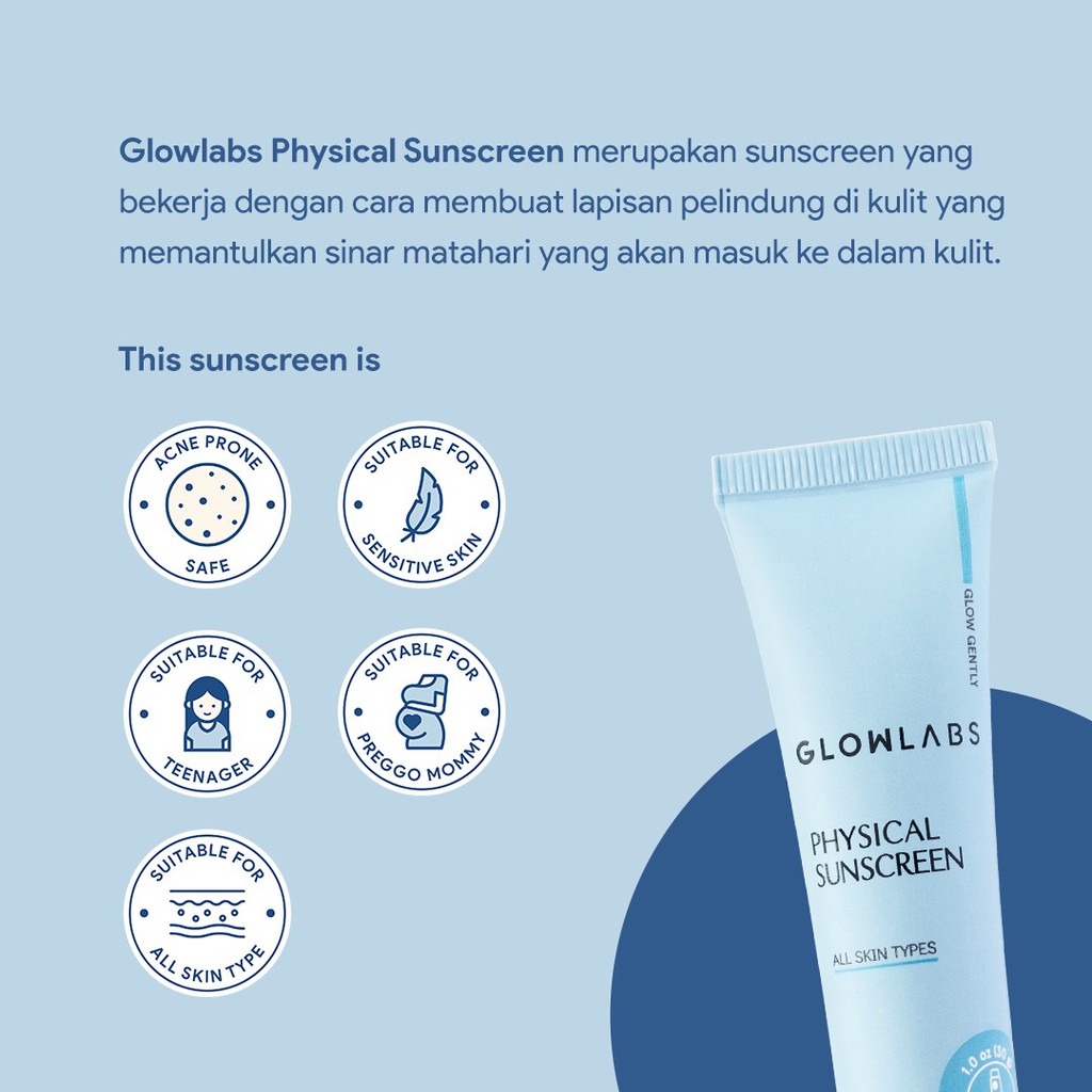 GLOWLABS Physical Sunscreen 30gr - Sunscreen Wajah Anti Sinar UV